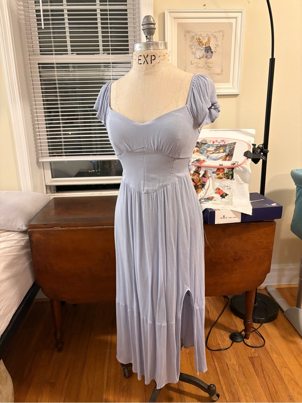 Light Blue Low Chest Maxi Dress